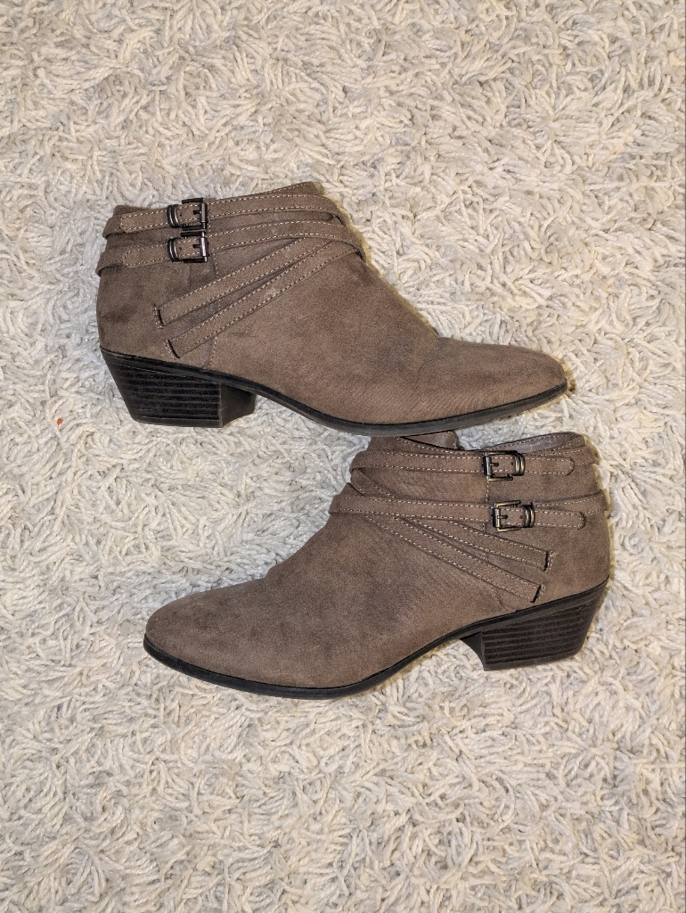 Style&Co Suede Buckle Ankle Boots - Taupe